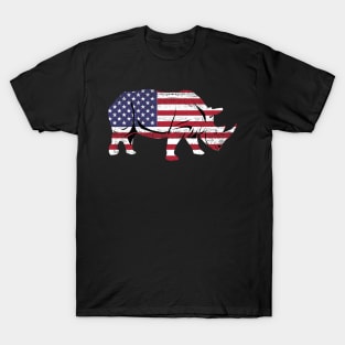 American Flag Rhino USA Conservation TShirt T-Shirt